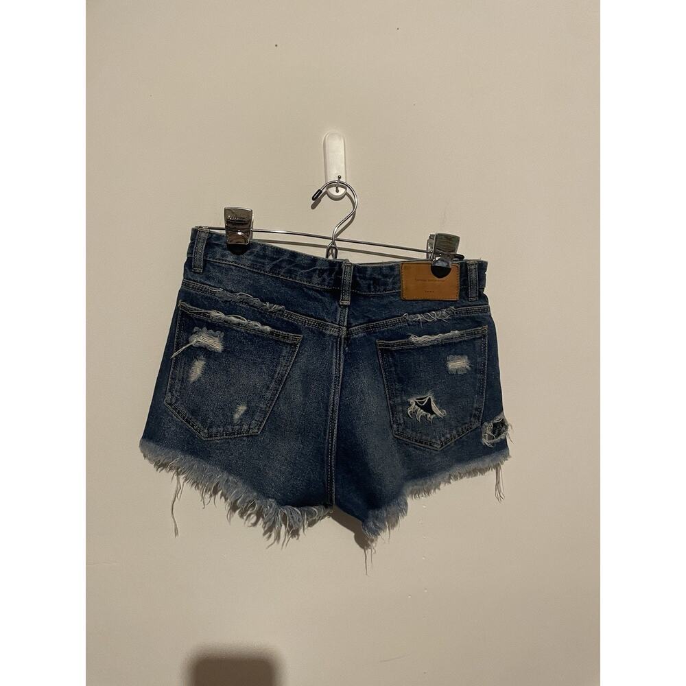 Zara Women's Trafaluc Denim‎ wear Distressed Destroyed Ripped Jean Shorts 4 - Picture 3 of 5